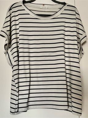 KORYE Sleeveless Dolman Black & White Striped Boxy Tee Size 2X